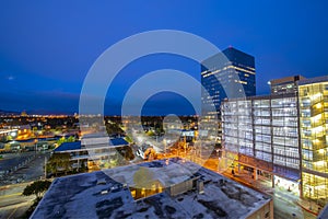 Anchorage downtown at night, Alaska, AK, USA