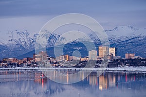 Anchorage  Skyline and Snowy Chugach Mountans