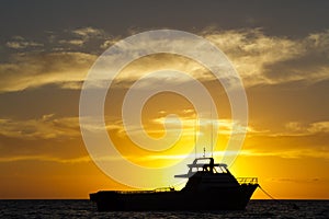 Anchored boat