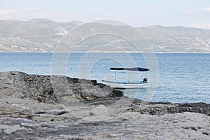 Anchored boat