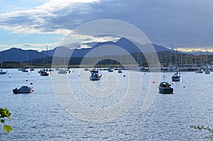 Anchored Boats in the Loch by Ben Nevis in Scotland