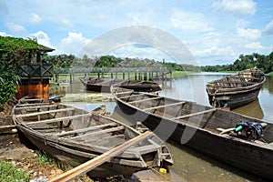 Anchored canoes