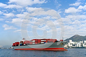 Anchored Container Ship