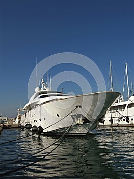 Anchored luxury yacht