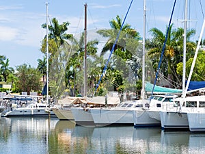 Anchored sailboats in Florida