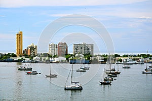 Anchored sailing boats