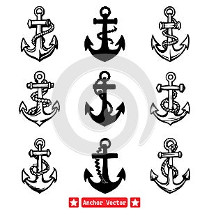 Anchors Aweigh Stylish Vector Silhouettes for Seafaring Creations photo