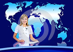 Anchorwoman at TV studio