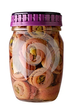 Anchovies in glass jar