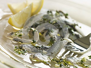 Anchovies marinated in Herbs Garlic and Lemon