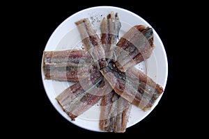 Anchovies with olive oil photo
