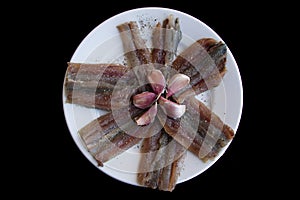 Anchovies with olive oil photo