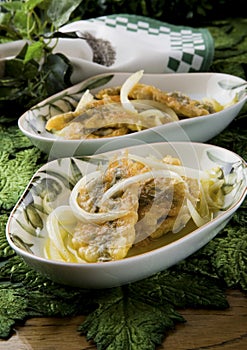 Anchovies with onions