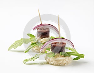 Anchovy canapes photo