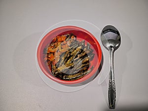 Anchovy is a fish side dish that is often eaten by Indonesians