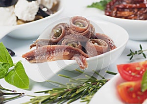 Anchovy rolls served as appetizer