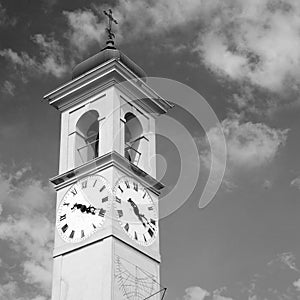 ancien clock tow er in italy europe old stone and bell