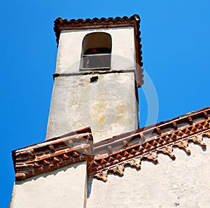 ancien clock tower i n italy europe old stone and bell