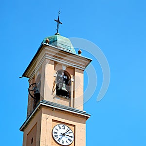 ancien clock tower in italy europe old stone and bell photo