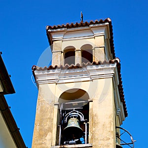 ancien clock tower in italy europe old stone and bell