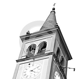 ancien clock tower in italy europe old stone and bell