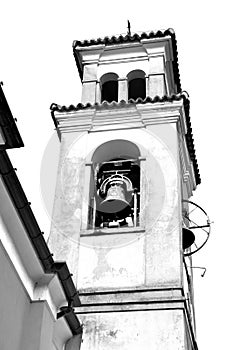 ancien clock tower in italy europe old stone and bell