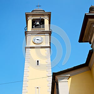 ancien clock tower in italy europe old stone and bell