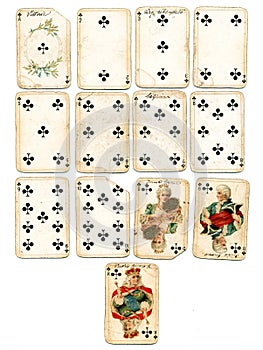 Ancien playing cards clubs