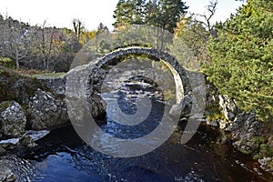 Ancient 18th century packhorse bridge at carrbridge Scotland