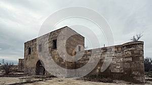 The ancient abandoned Garachi caravanserai, refers to the XIV century, located in Azerbaijan photo