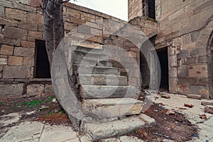 The ancient abandoned Garachi caravanserai, refers to the XIV century, located in Azerbaijan photo