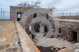 The ancient abandoned Garachi caravanserai, refers to the XIV century, located in Azerbaijan photo