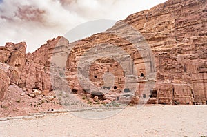 Ancient abandoned rock city of Petra in Jordan