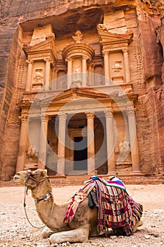 Ancient abandoned rock city of Petra in Jordan