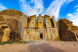 Ancient abandoned rock city of Petra in Jordan