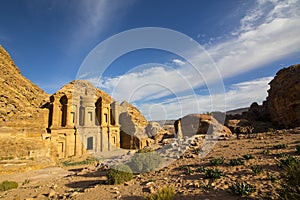 Ancient abandoned rock city of Petra in Jordan