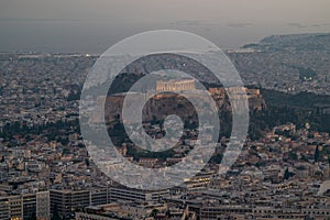 Ancient Acropolis and cityscape of Athens capital of Greece