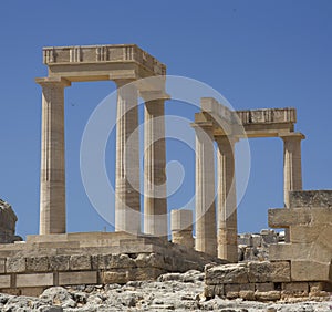 Ancient Acropolis in Rhodes. Lindos city. Greece