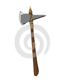 Ancient age stone tool for hunting or work. Cartoon axe, prehistoric caveman instrument. Vector illustration of