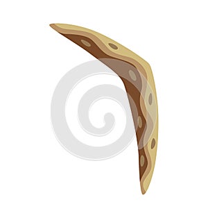 Ancient age stone tool for hunting or work. Cartoon boomerang, prehistoric caveman instrument. Vector illustration of