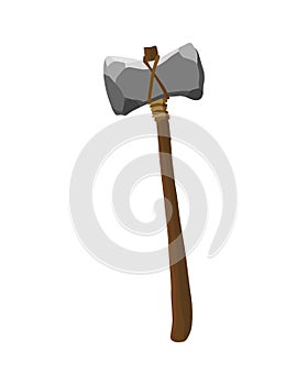 Ancient age stone tool for hunting or work. Cartoon hammer, prehistoric caveman instrument. Vector illustration of