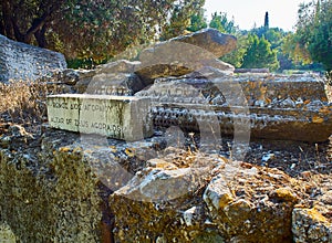 Ancient Agora of Athens with the Acropolis in background. Greece.