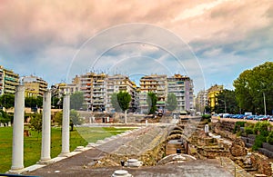 Ancient Agora square Thessaloniki city historical landmark Greece