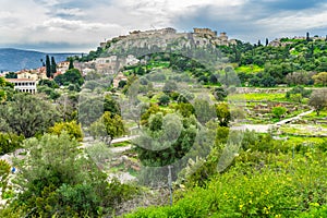 Ancient Agora Stoa Parthenon Acropolis Athens Greece