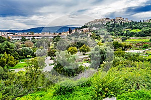 Ancient Agora Stoa Parthenon Acropolis Athens Greece