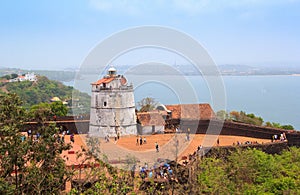 Ancient Aguada Fort and lighthouse was built in the 17th century.