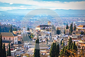 Ancient Albayzin neighbourhood in Granada panoramic view