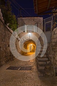 Ancient Alley in Jewish Quarter, Jerusalem. Israel. Mysterious entrance to new life