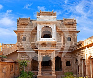 Ancient Amar Sagar Jain Temple of 12th century near Jaisalmer, Rajasthan, India photo