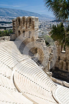 Ancient amphiteatr Odeon Gerodes Atticus Acropol photo